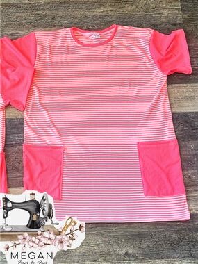Megans Sews and Bows Pink Striped Kids' Casual Dress with Pockets
